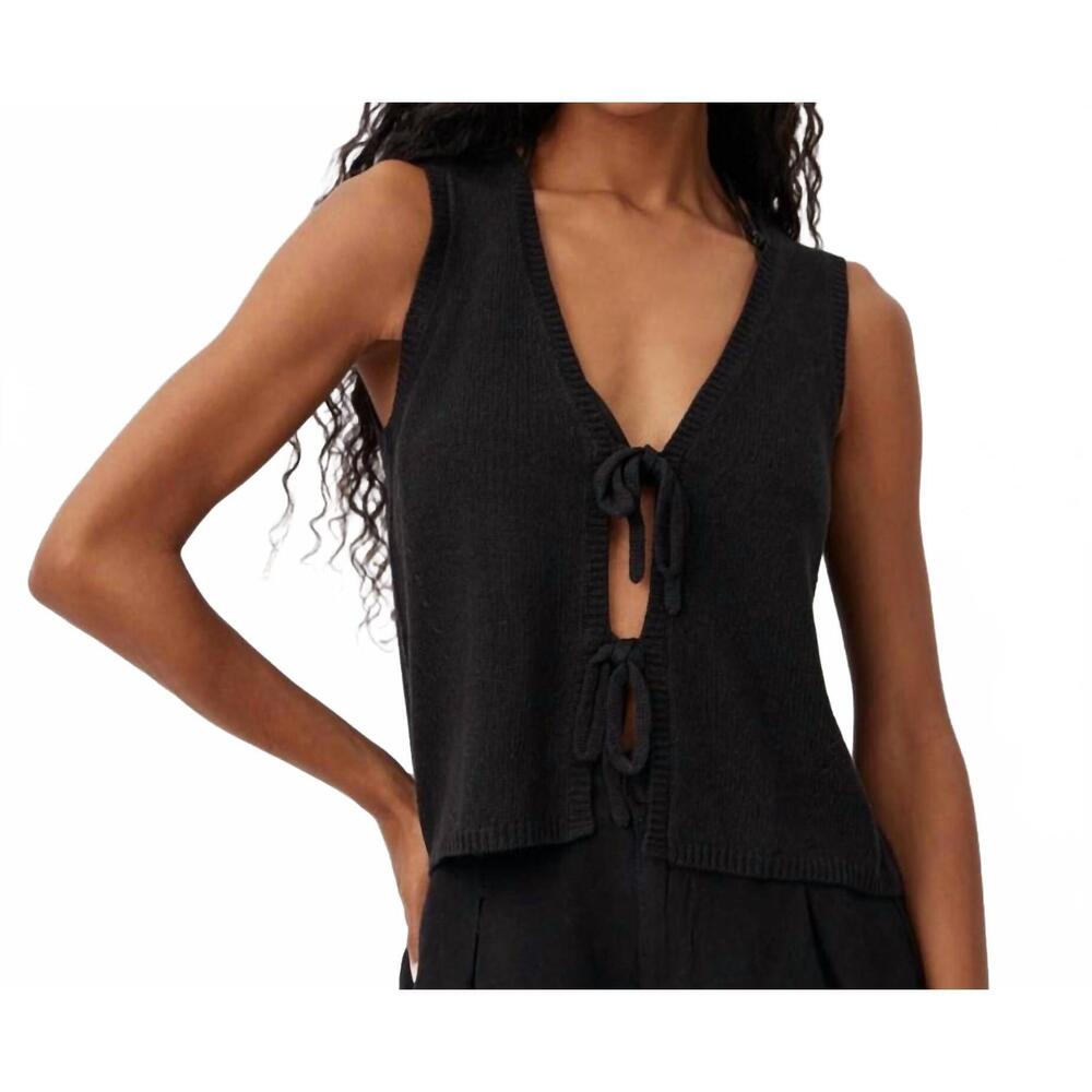 NEW BELLA DAHL tie front vest in black